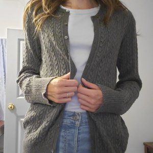 Eddie Bauer Button Up Grey Sweater, Tall, M